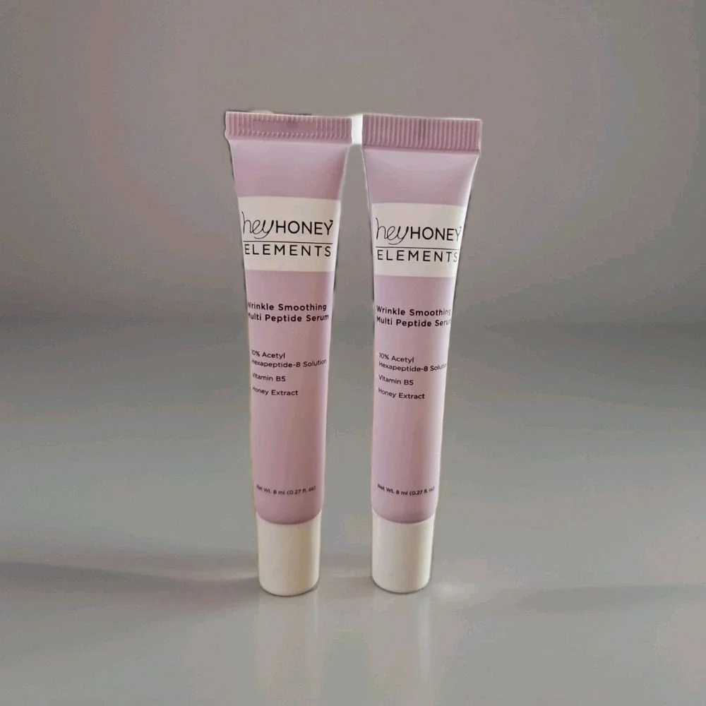 2 Hey Honey Elements Wrinkle Smoothing Multi Peptide Serum 8ml NEW DELUXE SAMPLE